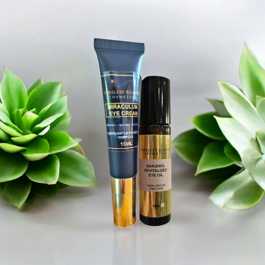 Caffeine and green tea Eye Cream and Eye Serum Miracle Duo. Eye brightening - Timeless Beauty Cosmetics