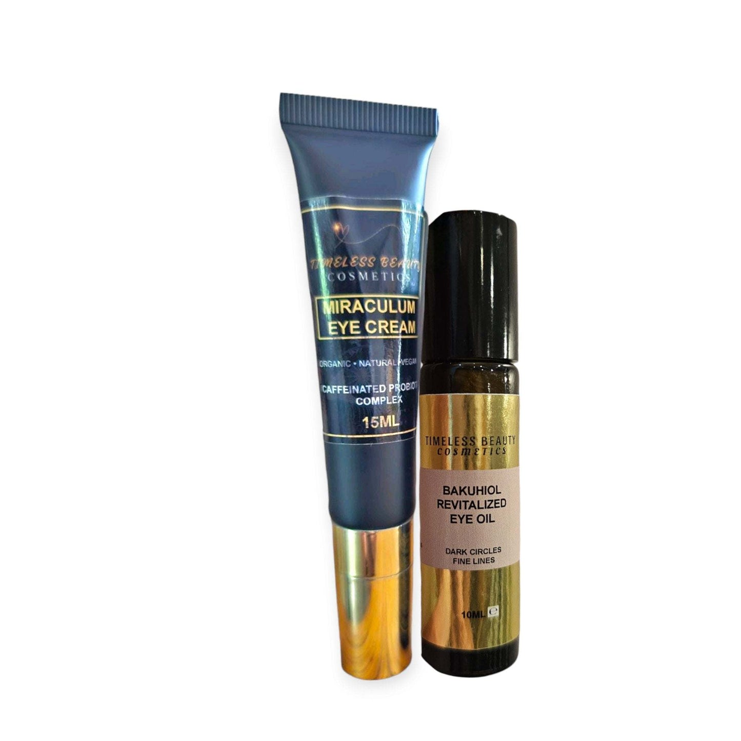 Caffeine and green tea Eye Cream and Eye Serum Miracle Duo. Eye brightening - Timeless Beauty Cosmetics