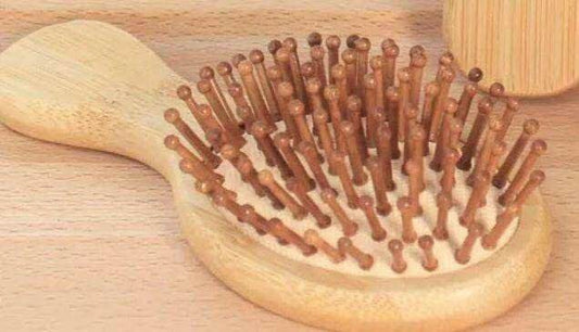 Bamboo hair massager brush - Timeless Beauty Cosmetics